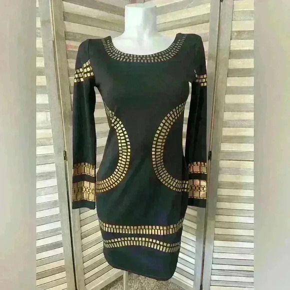 *NWT – Miusol Bodycon Dress – Black and Gold – Med